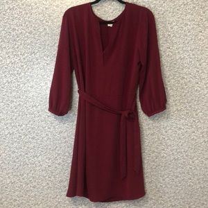 A New Day Maroon Balloon Sleeve Dress – Effortless Elegance D334